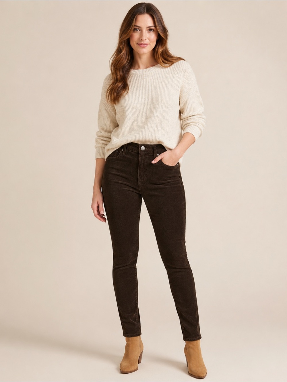 Kut From The Kloth Jeans Women Diana Skinny Dark BrownCorduroy Pants Size 2